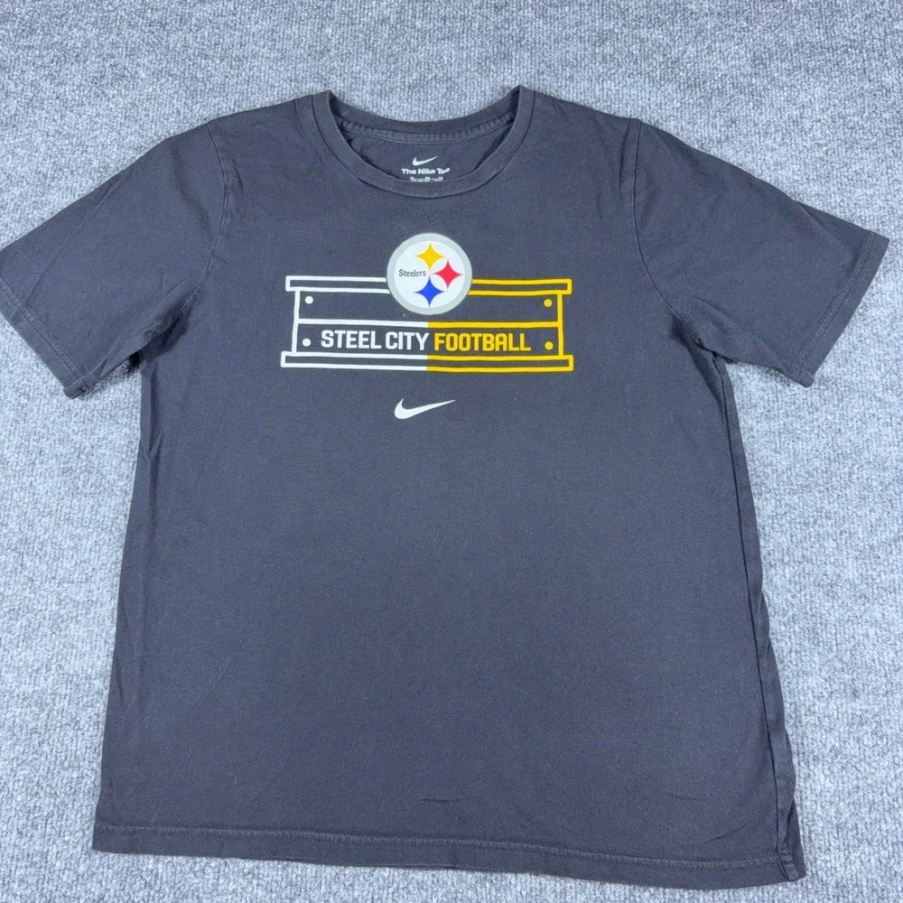 Nike Kids Pittsburgh Steelers Steel City Football Black Graphic Tee Shirt XL